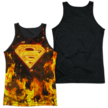 Superman Fire Logo men's black back tank