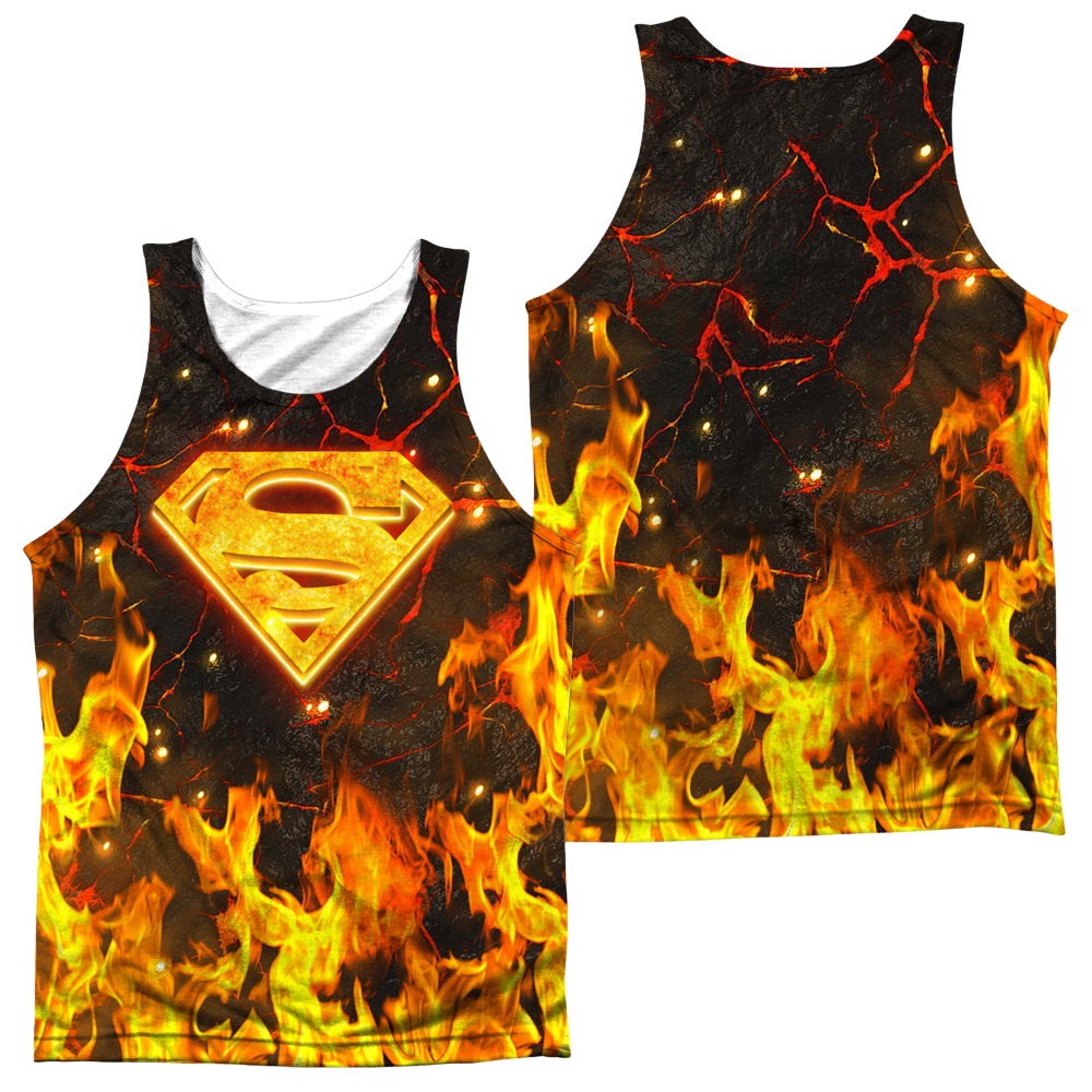Superman Fire Logo (Front/Back Print) - Men's All Over Print Tank Top Men's All Over Print Tank Superman   