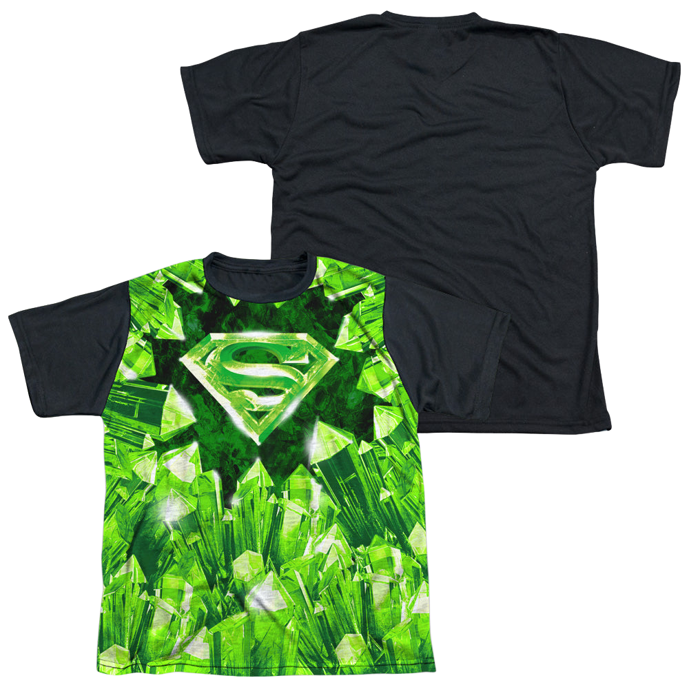 Superman Kryptonite Shield - Youth Black Back T-Shirt Youth Black Back T-Shirt (Ages 8-12) Superman   