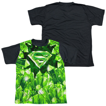 Superman Kryptonite Shield youth black back t-shirt for ages 8 to 12