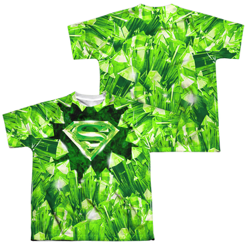 Superman Kryptonite Shield youth all-over print t-shirt for ages 8 to 12