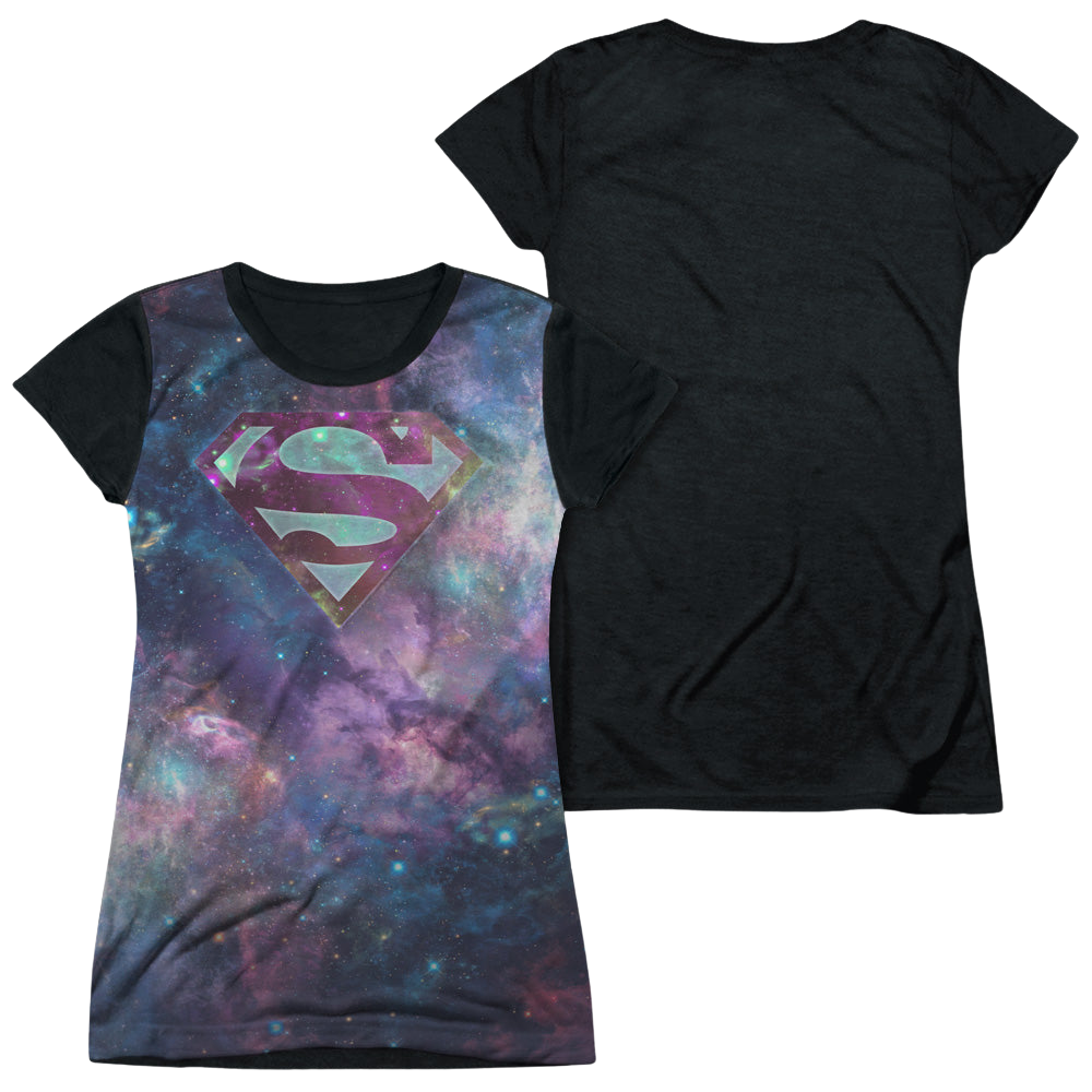 Superman Spaced Out Logo - Juniors Black Back T-Shirt Juniors Black Back T-Shirt Superman   