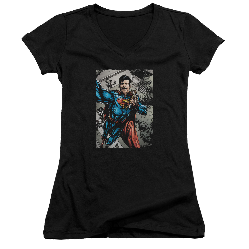 Superman Super Selfie - Juniors V-Neck T-Shirt Juniors V-Neck T-Shirt Superman   