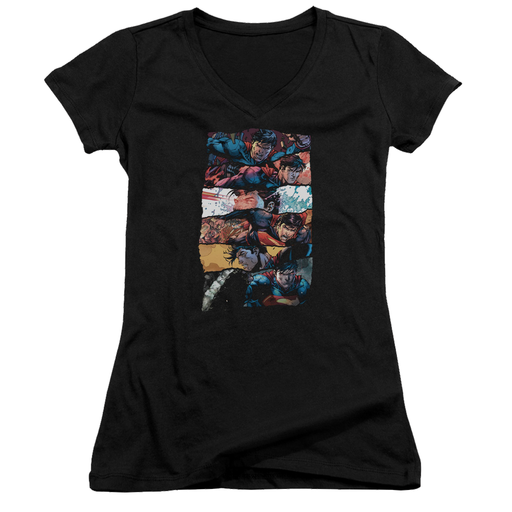 Superman Torn Collage - Juniors V-Neck T-Shirt Juniors V-Neck T-Shirt Superman   