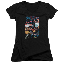 Superman Torn Collage - Juniors V-Neck T-Shirt Juniors V-Neck T-Shirt Superman   