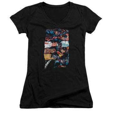 Superman Torn Collage - Juniors V-Neck T-Shirt Juniors V-Neck T-Shirt Superman   