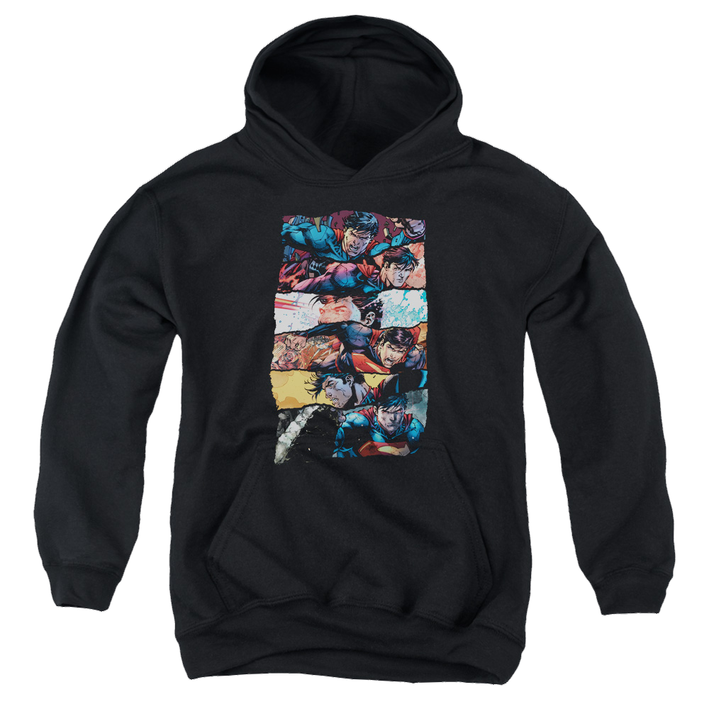 Superman Torn Collage - Youth Hoodie Youth Hoodie (Ages 8-12) Superman   