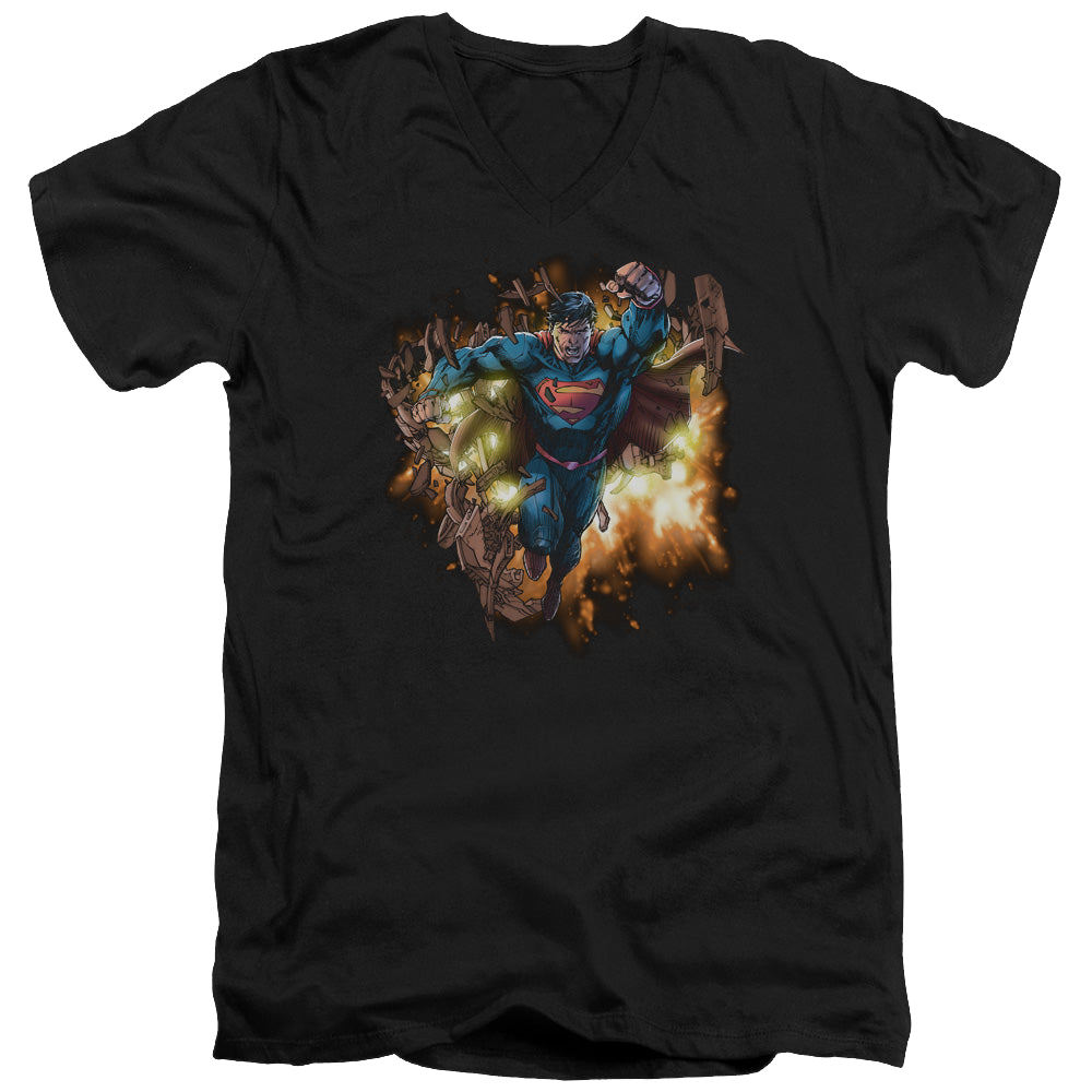 Superman Blasting Through - Men's V-Neck T-Shirt Men's V-Neck T-Shirt Superman   