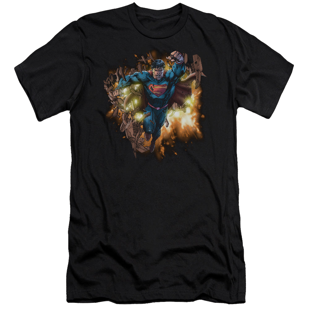Superman Blasting Through - Men's Premium Slim Fit T-Shirt Men's Premium Slim Fit T-Shirt Superman   