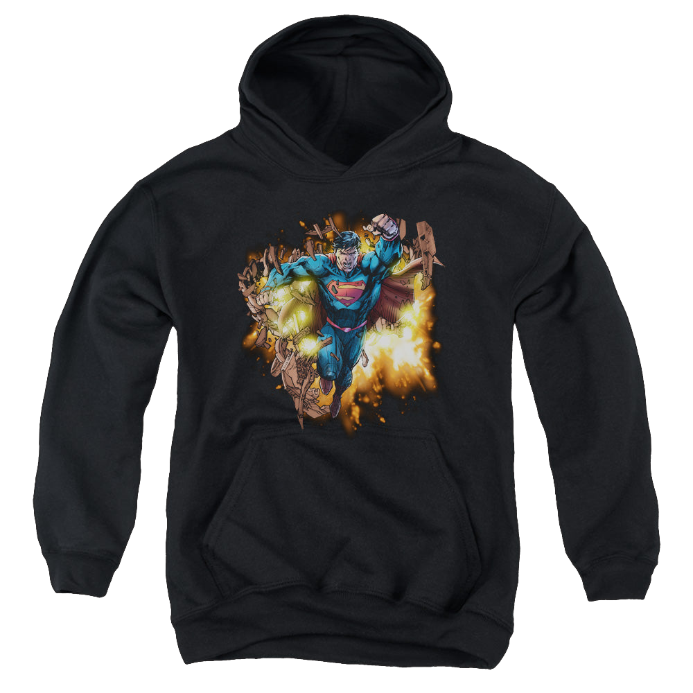 Superman Blasting Through - Youth Hoodie Youth Hoodie (Ages 8-12) Superman   