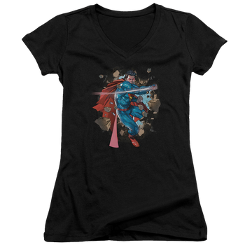 Superman Rock Breaker - Juniors V-Neck T-Shirt Juniors V-Neck T-Shirt Superman   