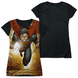 Superman Up Up City - Juniors Black Back T-Shirt Juniors Black Back T-Shirt Superman   