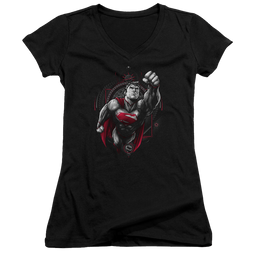 Superman Propaganda Superman - Juniors V-Neck T-Shirt Juniors V-Neck T-Shirt Superman   