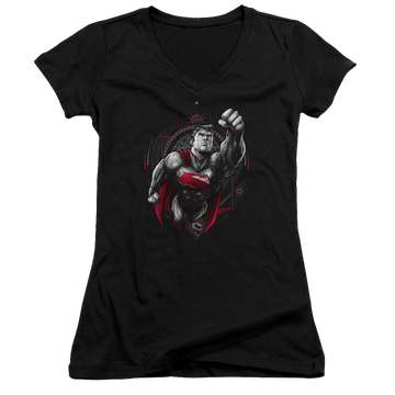 Superman Propaganda Superman - Juniors V-Neck T-Shirt Juniors V-Neck T-Shirt Superman   