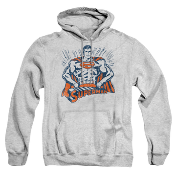Athletic heather pullover hoodie with Superman Vintage Stance graphic