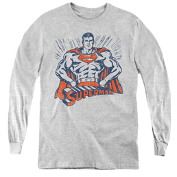 Superman Vintage Stance - Youth Long Sleeve T-Shirt Youth Long Sleeve T-Shirt Superman   