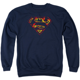 Superman Super Distressed - Men's Crewneck Sweatshirt Men's Crewneck Sweatshirt Superman   