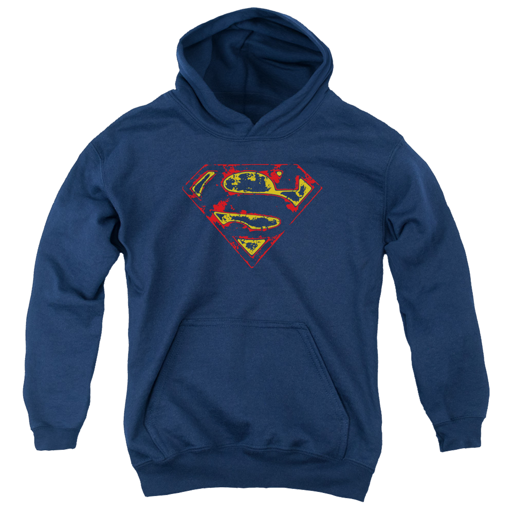 Superman Super Distressed - Youth Hoodie Youth Hoodie (Ages 8-12) Superman   