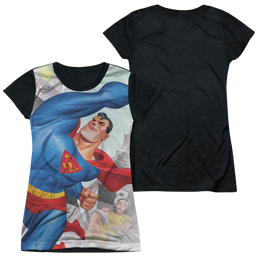Superman Classic Robots - Juniors Black Back T-Shirt Juniors Black Back T-Shirt Superman   