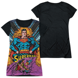 Superman Blast Off - Juniors Black Back T-Shirt Juniors Black Back T-Shirt Superman   