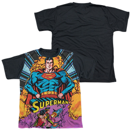 Superman Blast Off - Youth Black Back T-Shirt Youth Black Back T-Shirt (Ages 8-12) Superman   