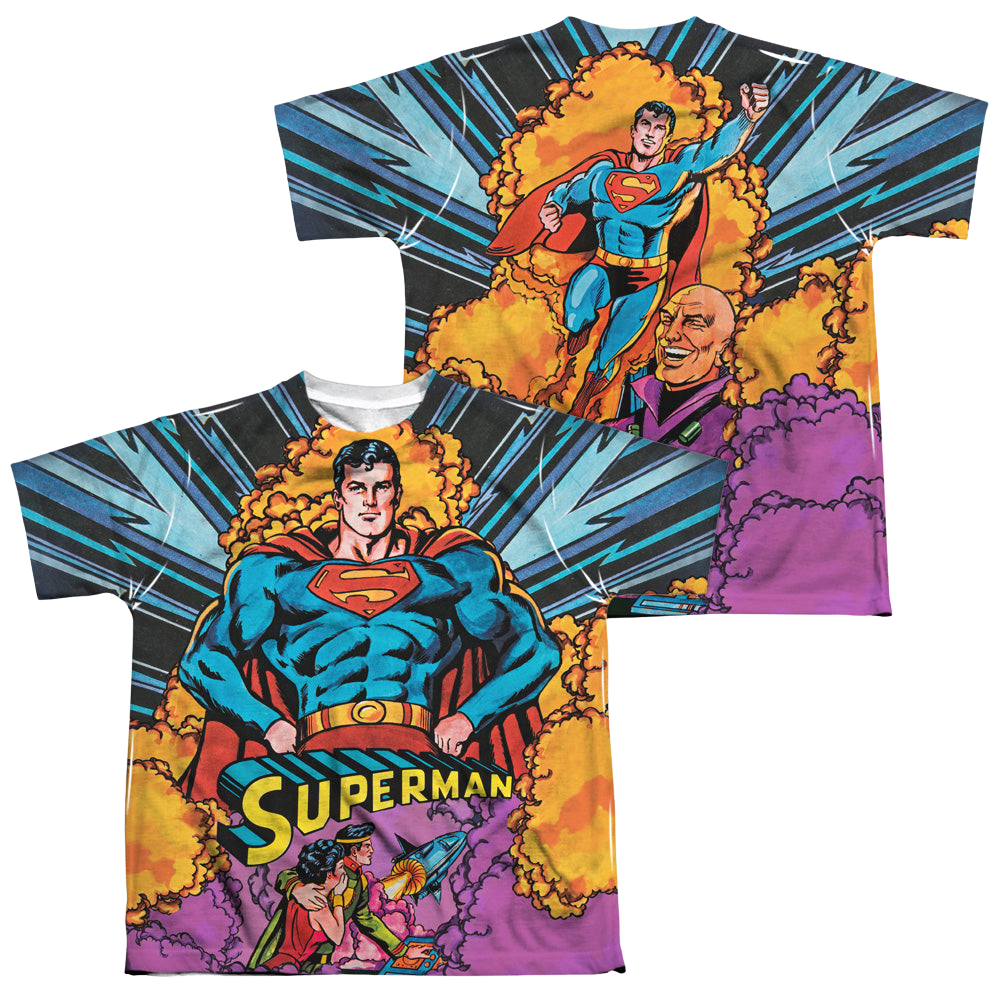 Superman Blast Off (Front/Back Print) - Youth All-Over Print T-Shirt Youth All-Over Print T-Shirt (Ages 8-12) Superman   