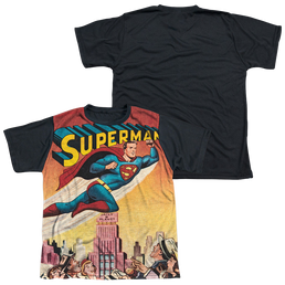 Superman City Flying - Youth Black Back T-Shirt Youth Black Back T-Shirt (Ages 8-12) Superman   