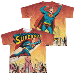 Superman City Flying (Front/Back Print) - Youth All-Over Print T-Shirt Youth All-Over Print T-Shirt (Ages 8-12) Superman   