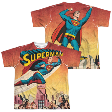 Superman City Flying youth all-over print t-shirt for ages 8 to 12