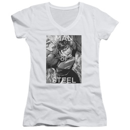 Superman Flight Of Steel - Juniors V-Neck T-Shirt Juniors V-Neck T-Shirt Superman   