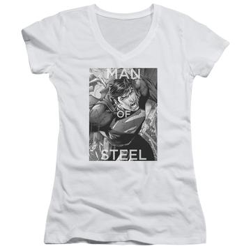 Superman Flight Of Steel - Juniors V-Neck T-Shirt Juniors V-Neck T-Shirt Superman   