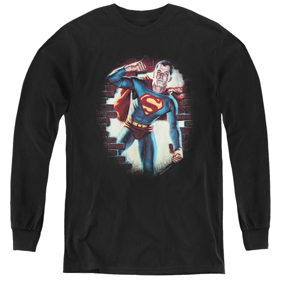 Superman Vintage Steel - Youth Long Sleeve T-Shirt Youth Long Sleeve T-Shirt Superman   