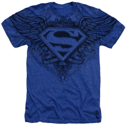 Superman Sublimation Winged Logo Adult Heather Short Sleeve Men's All-Over Heather T-Shirt Superman Adult Regular Fit Heather T-Shirt S Multi