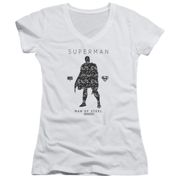 Superman Paisley Sihouette - Juniors V-Neck T-Shirt Juniors V-Neck T-Shirt Superman   