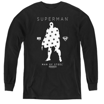 Black youth long sleeve t-shirt with Superman Star Silhouette graphic