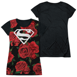 Superman Super Floral - Juniors Black Back T-Shirt Juniors Black Back T-Shirt Superman   
