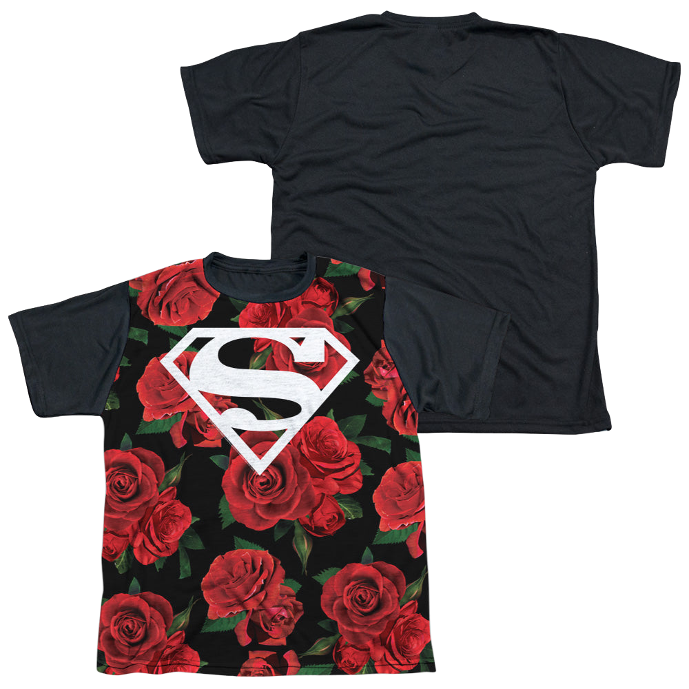 Superman Super Floral - Youth Black Back T-Shirt Youth Black Back T-Shirt (Ages 8-12) Superman   