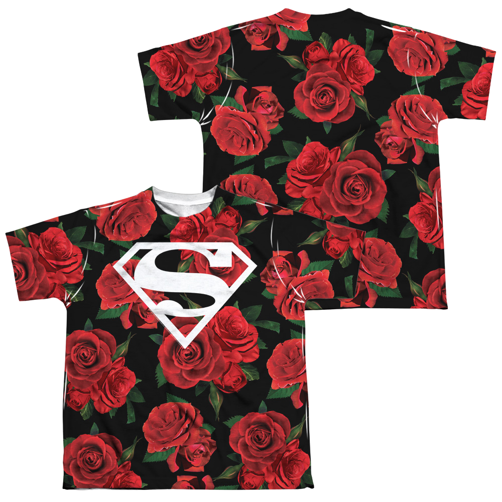 Superman Super Floral (Front/Back Print) - Youth All-Over Print T-Shirt Youth All-Over Print T-Shirt (Ages 8-12) Superman   