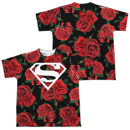 Superman Super Floral (Front/Back Print) - Youth All-Over Print T-Shirt Youth All-Over Print T-Shirt (Ages 8-12) Superman   
