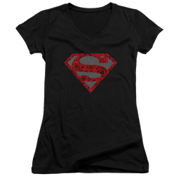 Superman Elephant Rose Shield - Juniors V-Neck T-Shirt Juniors V-Neck T-Shirt Superman   