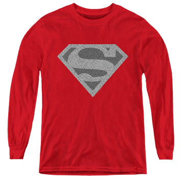 Red youth long sleeve t-shirt with Superman Elephant Shield graphic