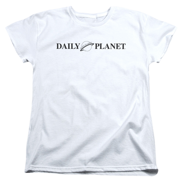 White women's t-shirt with Superman Daily Planet Logo graphic