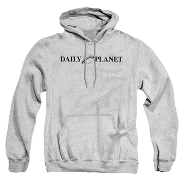 Athletic heather pullover hoodie with Superman Daily Planet Logo graphic