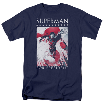Navy men's regular fit t-shirt with Superman For President graphic