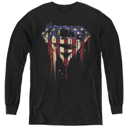 Superman Bleeding Shield - Youth Long Sleeve T-Shirt Youth Long Sleeve T-Shirt Superman   