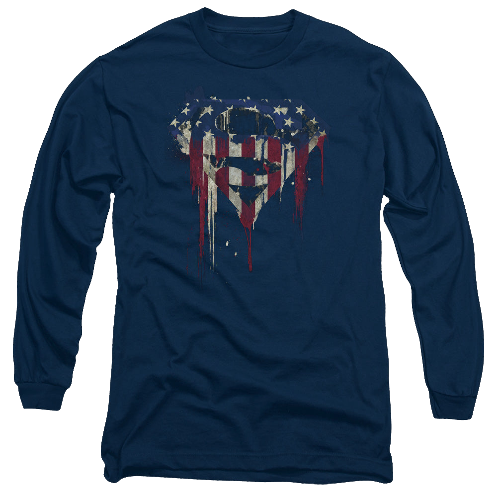 Superman Bleeding Shield - Men's Long Sleeve T-Shirt Men's Long Sleeve T-Shirt Superman   