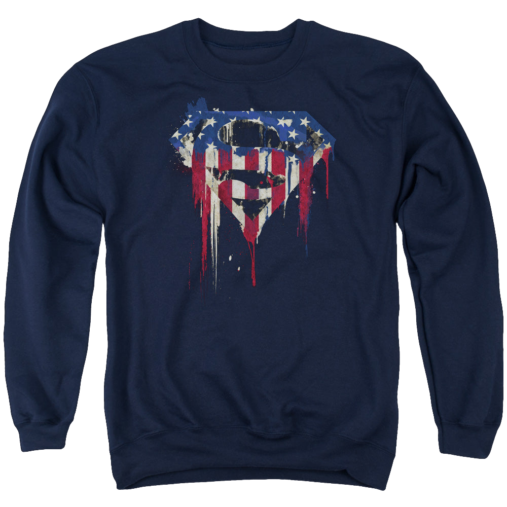 Superman Bleeding Shield - Men's Crewneck Sweatshirt Men's Crewneck Sweatshirt Superman   