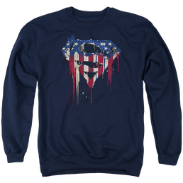 Superman Bleeding Shield - Men's Crewneck Sweatshirt Men's Crewneck Sweatshirt Superman   