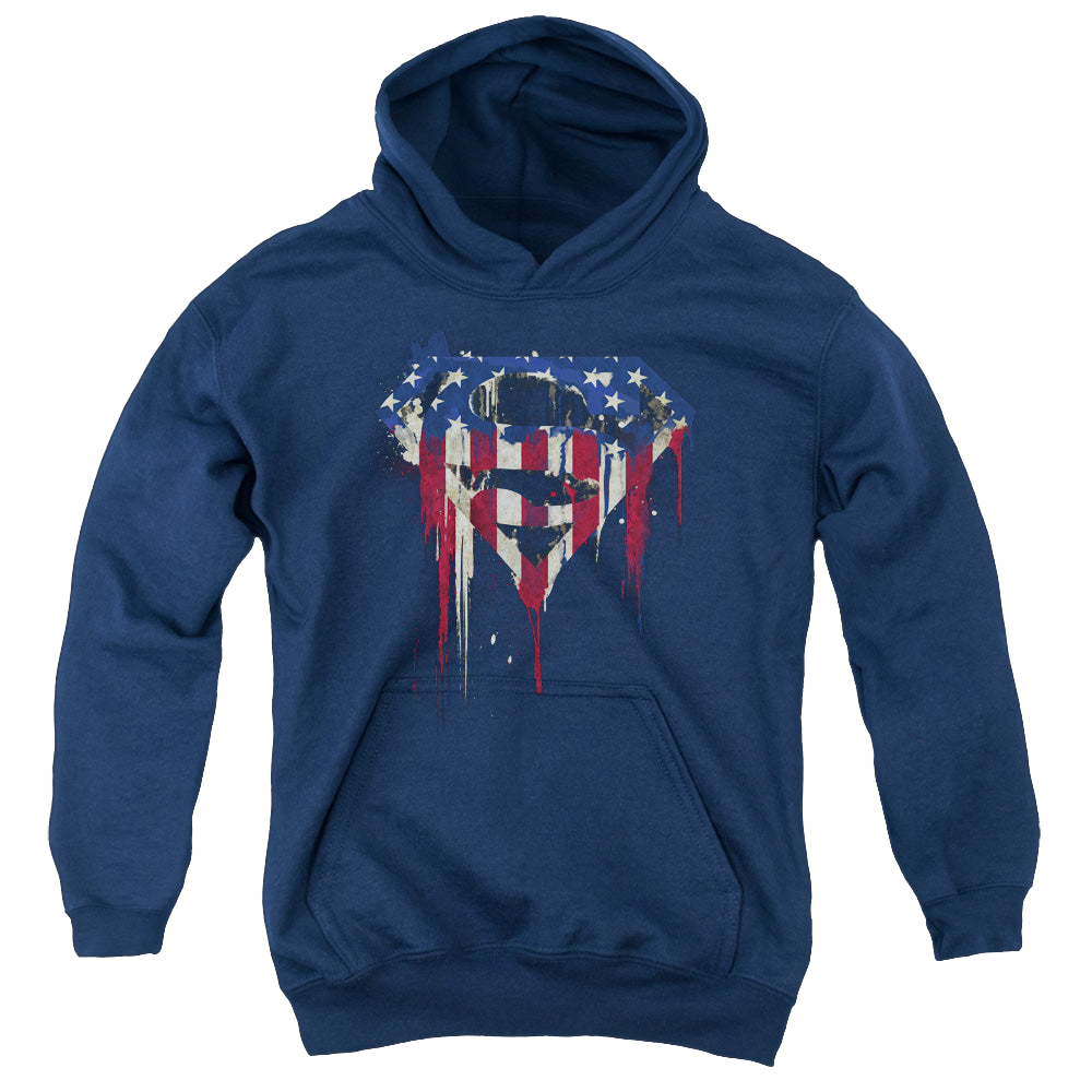 Superman Bleeding Shield - Youth Hoodie Youth Hoodie (Ages 8-12) Superman   