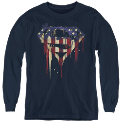 Superman Bleeding Shield - Youth Long Sleeve T-Shirt Youth Long Sleeve T-Shirt Superman   